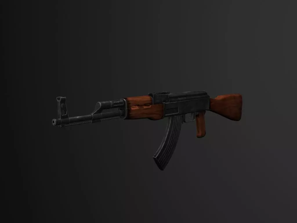 AK-47 Gun Realistic 3D Model rig Low-poly 3D model_0