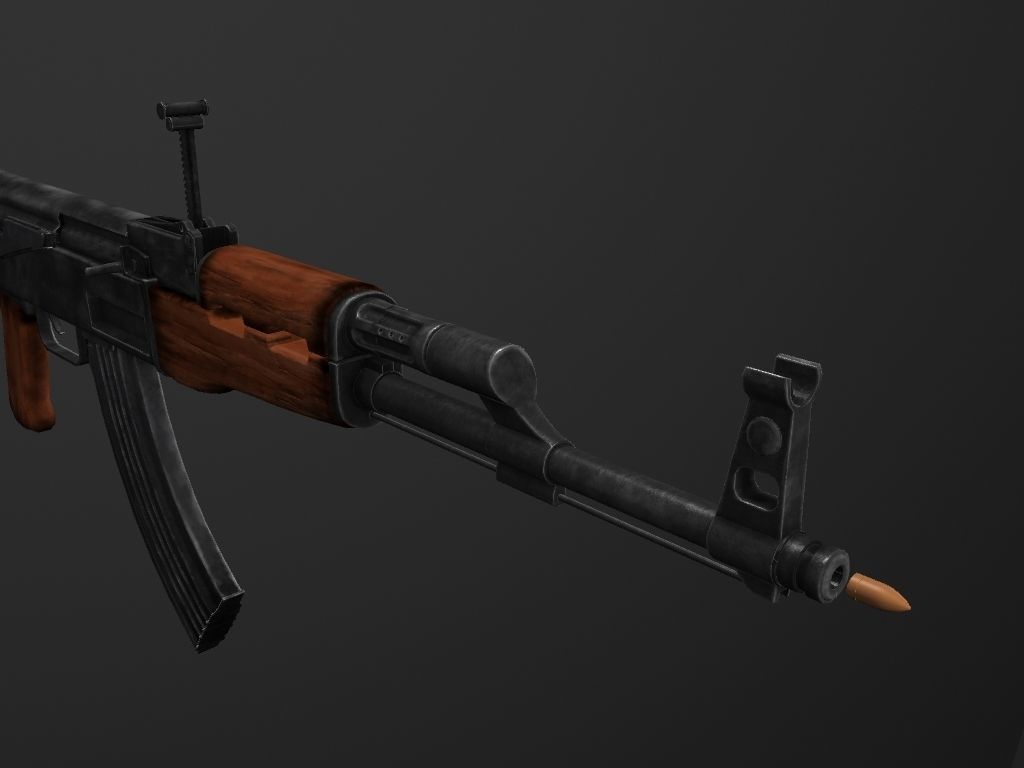 AK-47 Gun Realistic 3D Model rig Low-poly 3D model_7