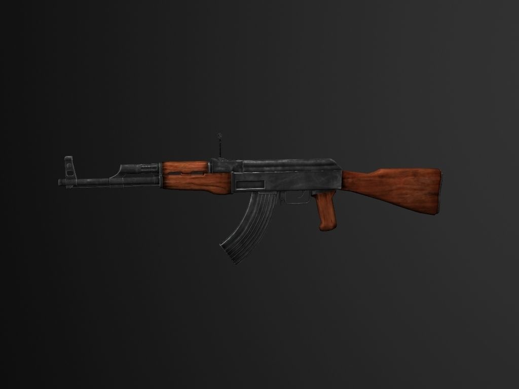 AK-47 Gun Realistic 3D Model rig Low-poly 3D model_2
