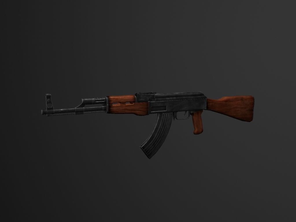 AK-47 Gun Realistic 3D Model rig Low-poly 3D model_1