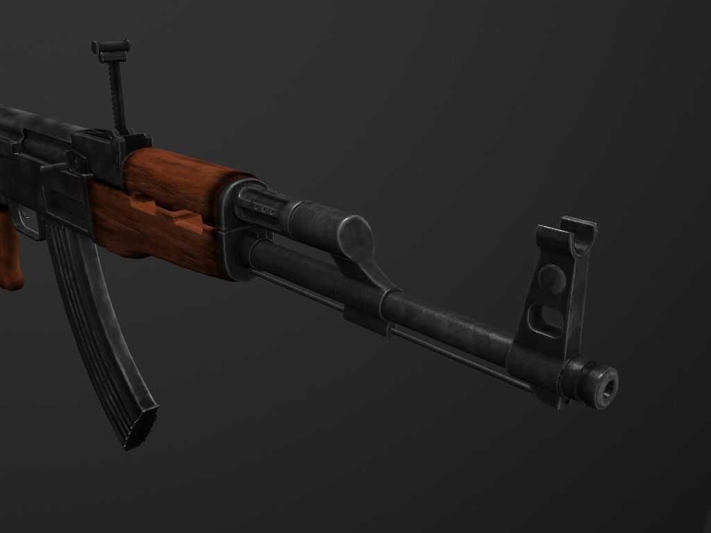AK-47 Gun Realistic 3D Model rig Low-poly 3D model_6