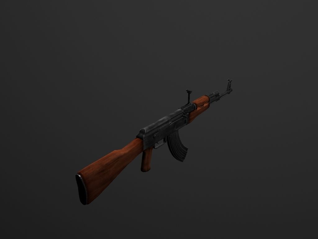 AK-47 Gun Realistic 3D Model rig Low-poly 3D model_4