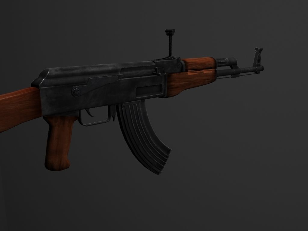 AK-47 Gun Realistic 3D Model rig Low-poly 3D model_5