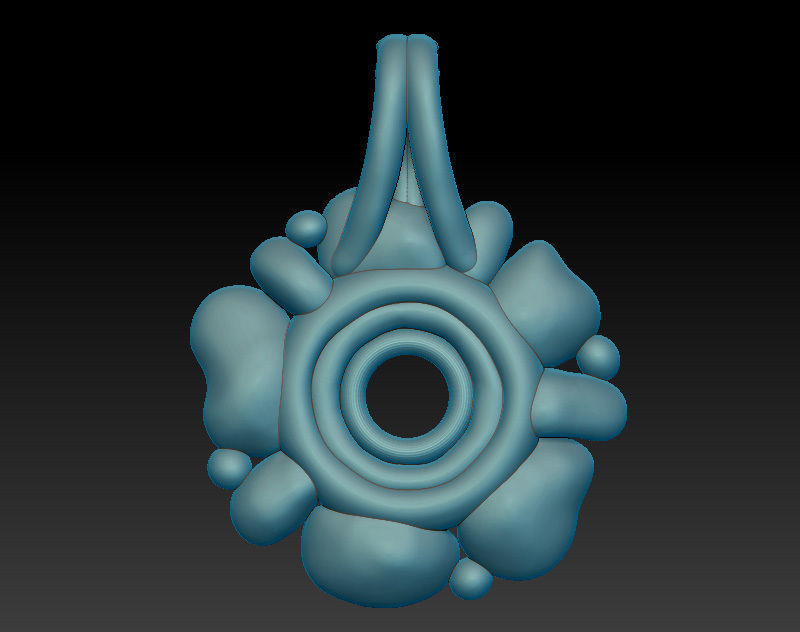 Flower pendant model with 4 stones and pattern for oxidizing 3D print model_3