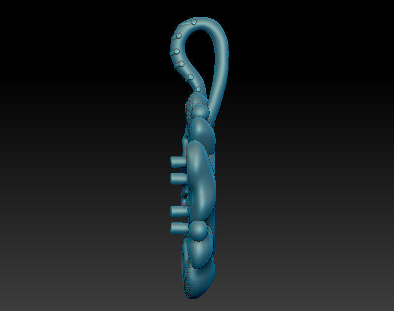 Flower pendant model with 4 stones and pattern for oxidizing 3D print model_4