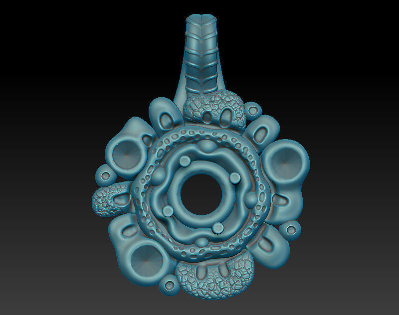 Flower pendant model with 4 stones and pattern for oxidizing 3D print model_2