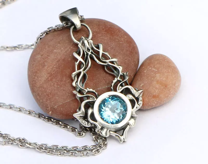Pendant model with a round stone - Jewelry 3D model 3D print model