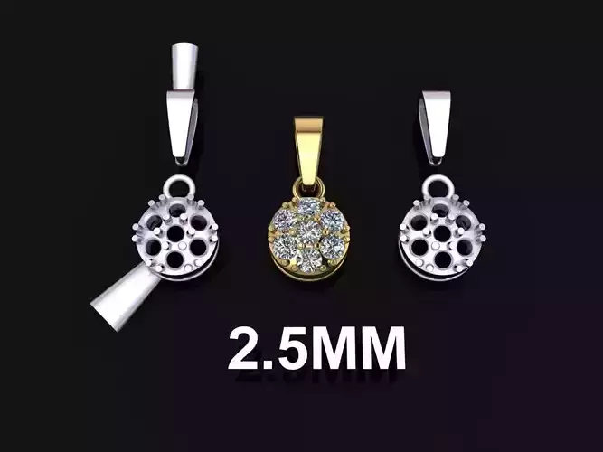 Round Cluster Diamond Pendant 2mm50 7 STONE