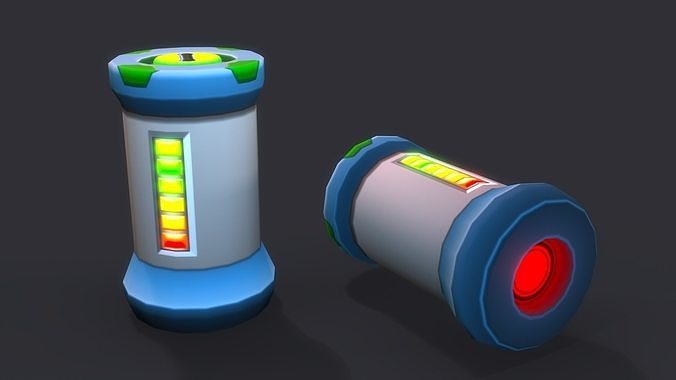 Battery with parametric  texture Low-poly 3D model