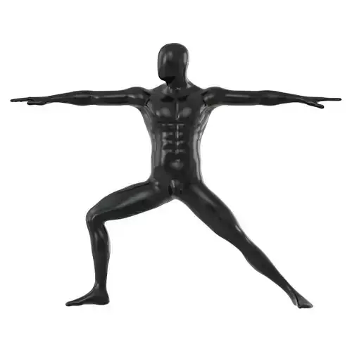 Male black mannequin stands in yoga pose 125 3D model