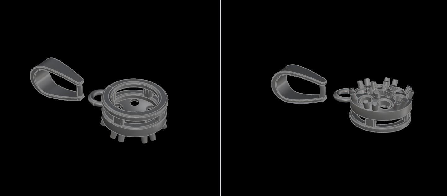 Round Cluster Diamond Pendant 7 STONE MIX SIZES 3D print model_15