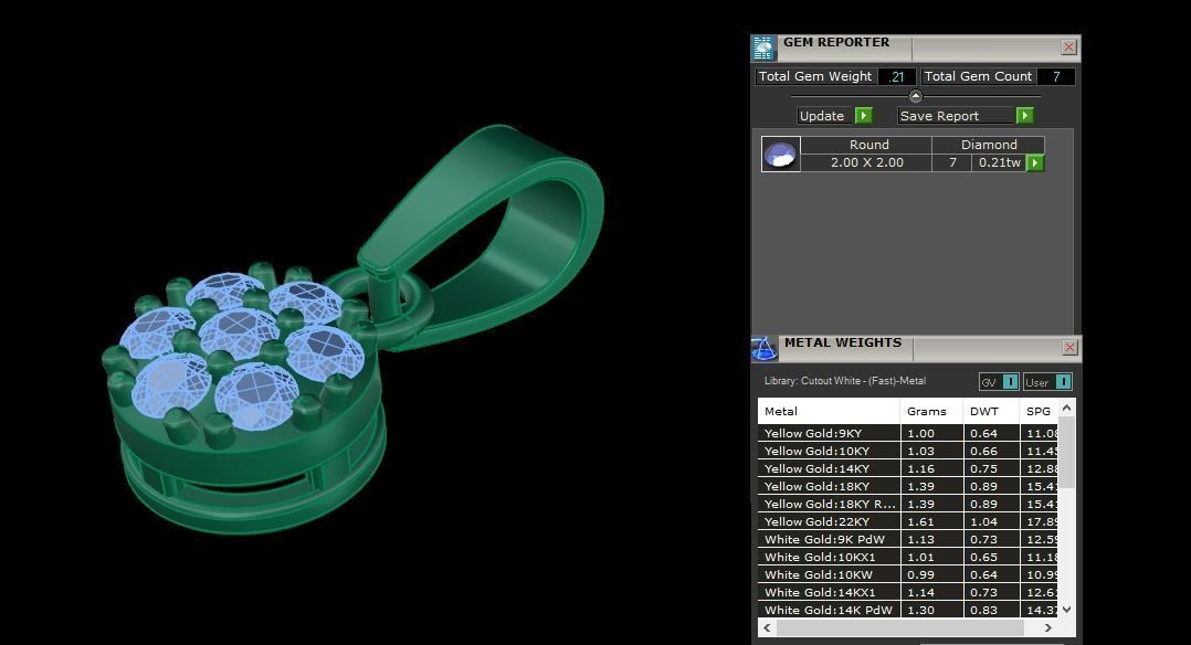 Round Cluster Diamond Pendant 7 STONE MIX SIZES 3D print model_7