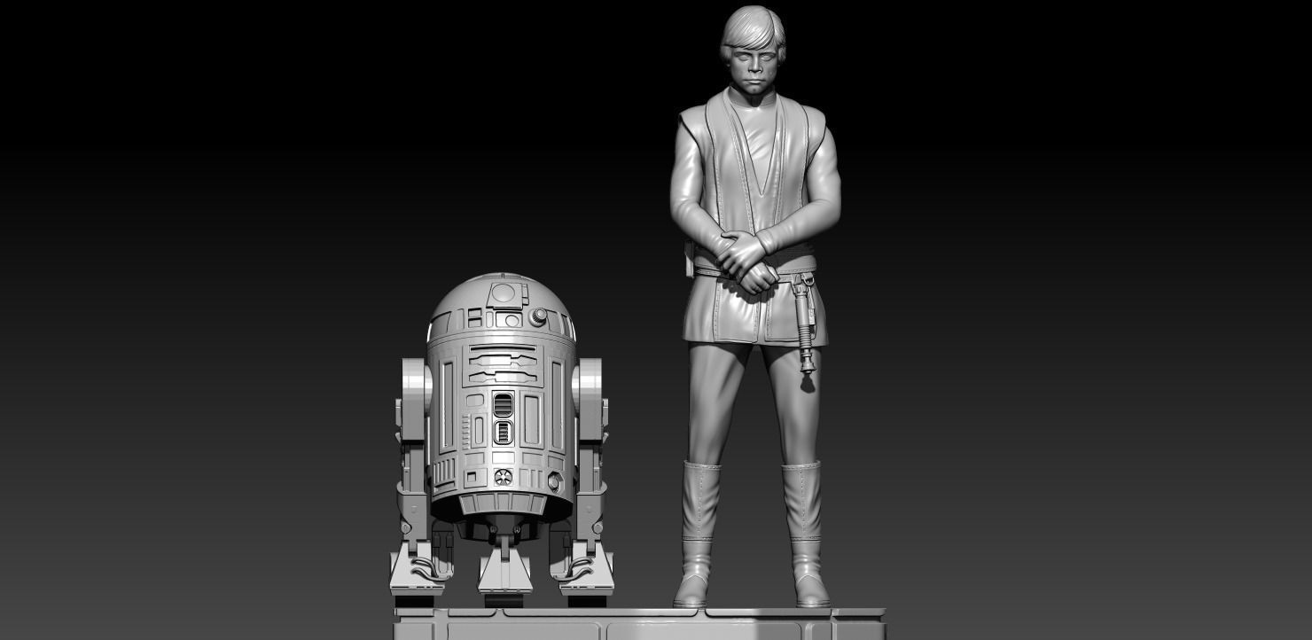 Luke Skywalker V2 and R2D2 the Mandalorian Season 2 3D print model_3