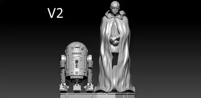 Luke Skywalker V2 and R2D2 the Mandalorian Season 2 3D print model