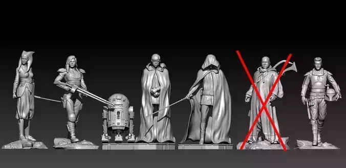 Pack the Mandalorian 5 figurines 3D print model