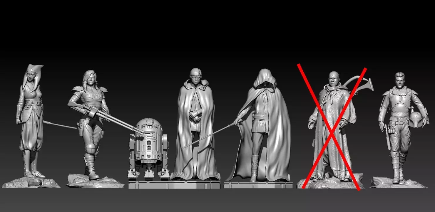 Pack the Mandalorian 5 figurines 3D print model_0