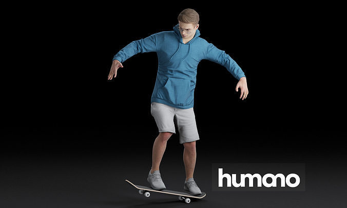 Humano Skateboarding Man 0811 3D model