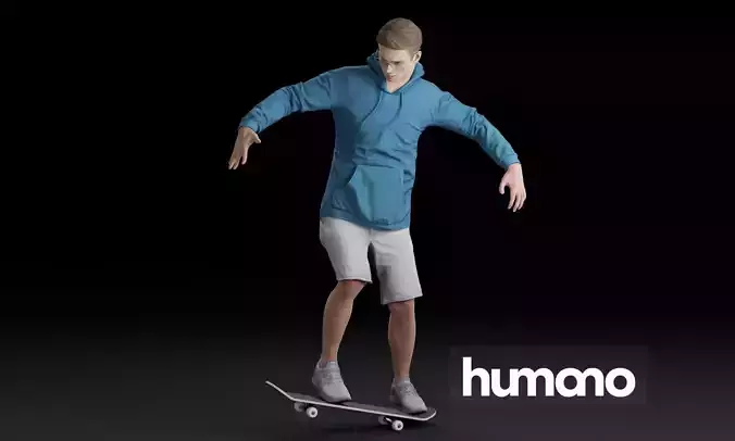 Humano Skateboarding Man 0811 3D model