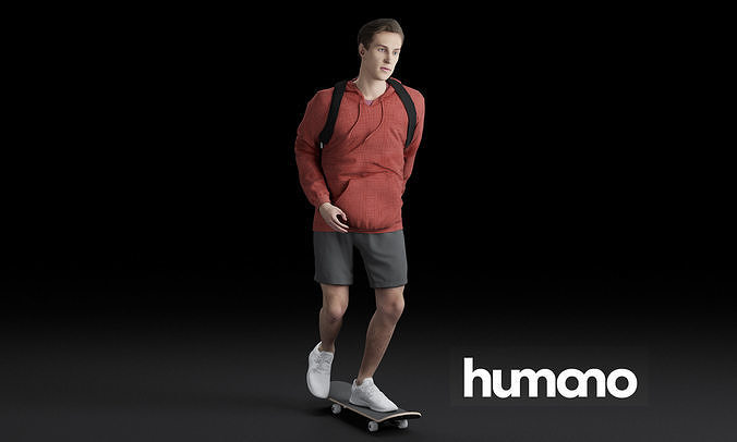 Humano Skateboarding Man 0812 3D model