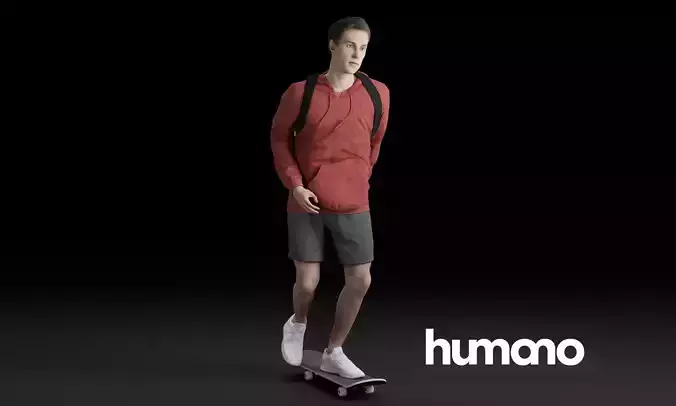 Humano Skateboarding Man 0812 3D model