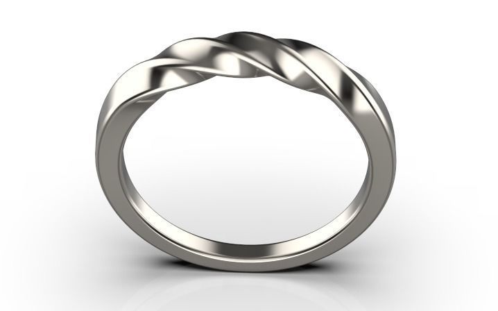 Fashion rope ring Engagement Ring Silver Gold 3D print model_2