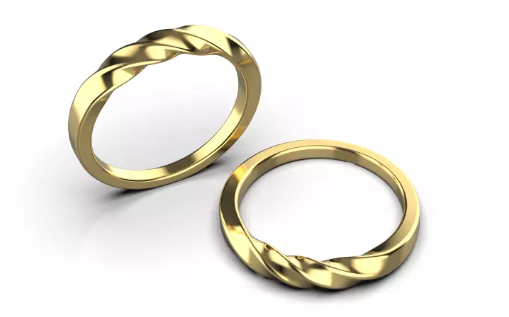 Fashion rope ring Engagement Ring Silver Gold 3D print model_0