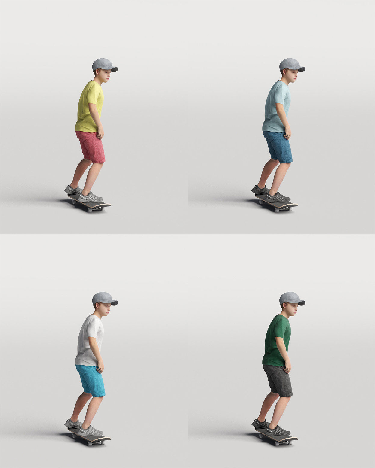 Humano Skateboarding Child 0813 3D model_4