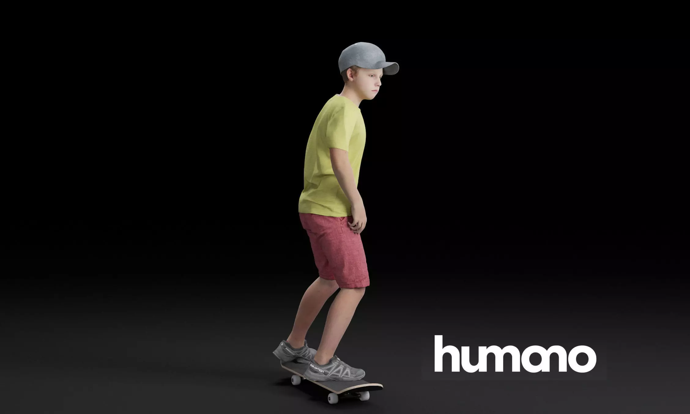 Humano Skateboarding Child 0813 3D model_0