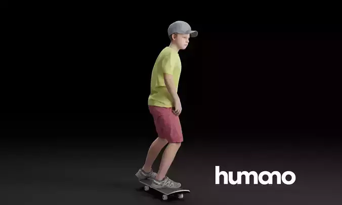 Humano Skateboarding Child 0813 3D model