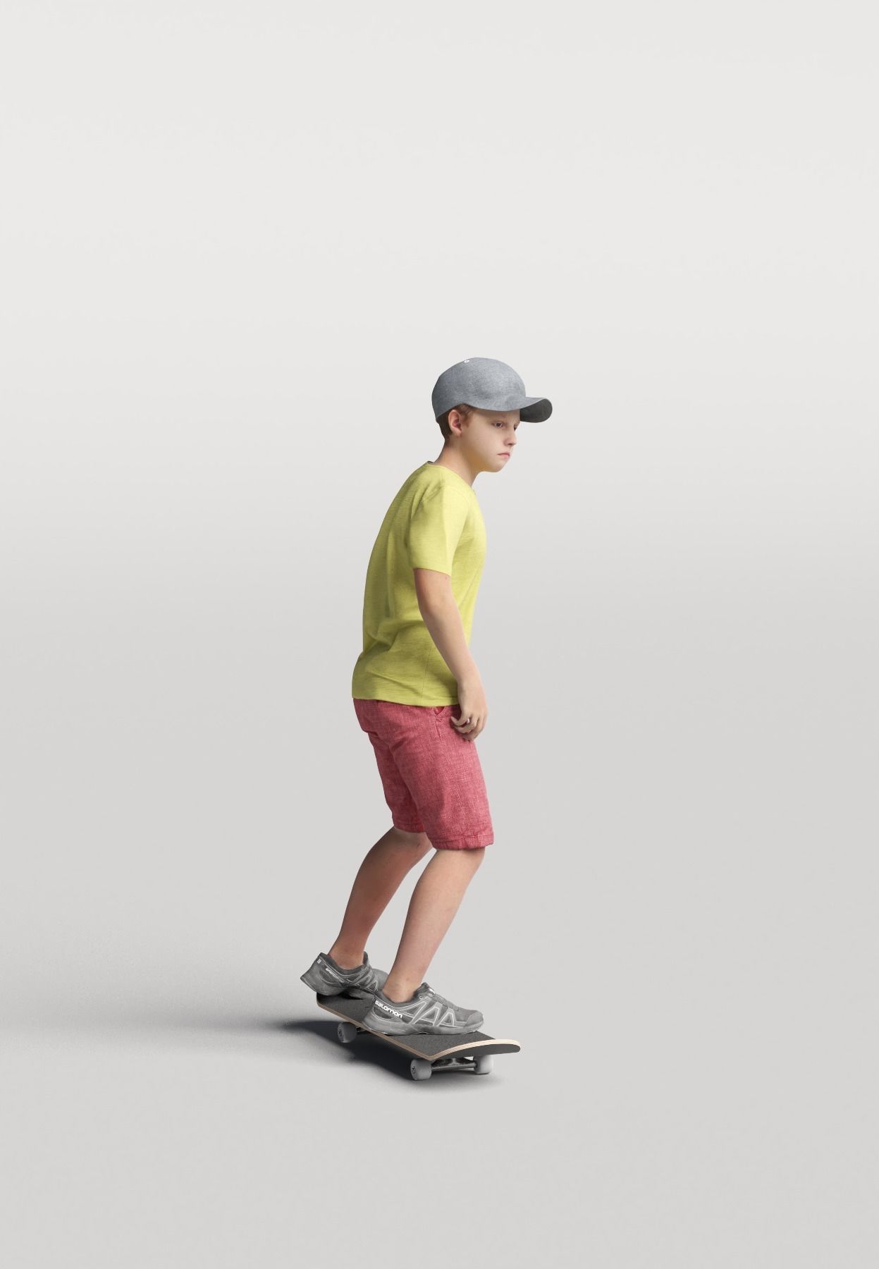 Humano Skateboarding Child 0813 3D model_1
