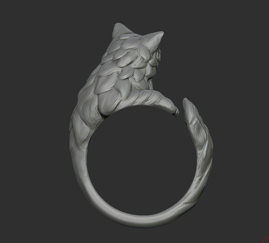 resizable cat ring 3D print model_7