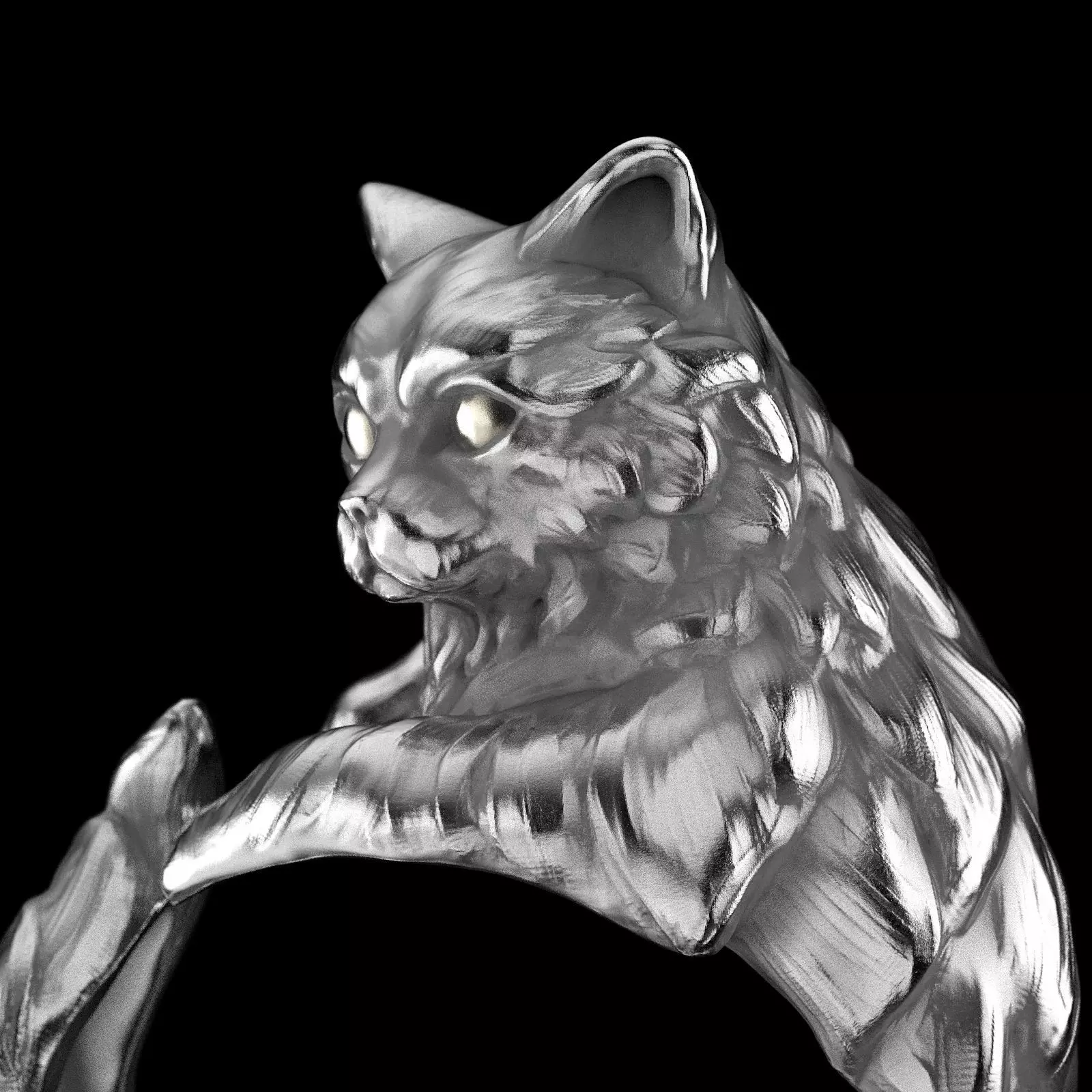 resizable cat ring 3D print model_0