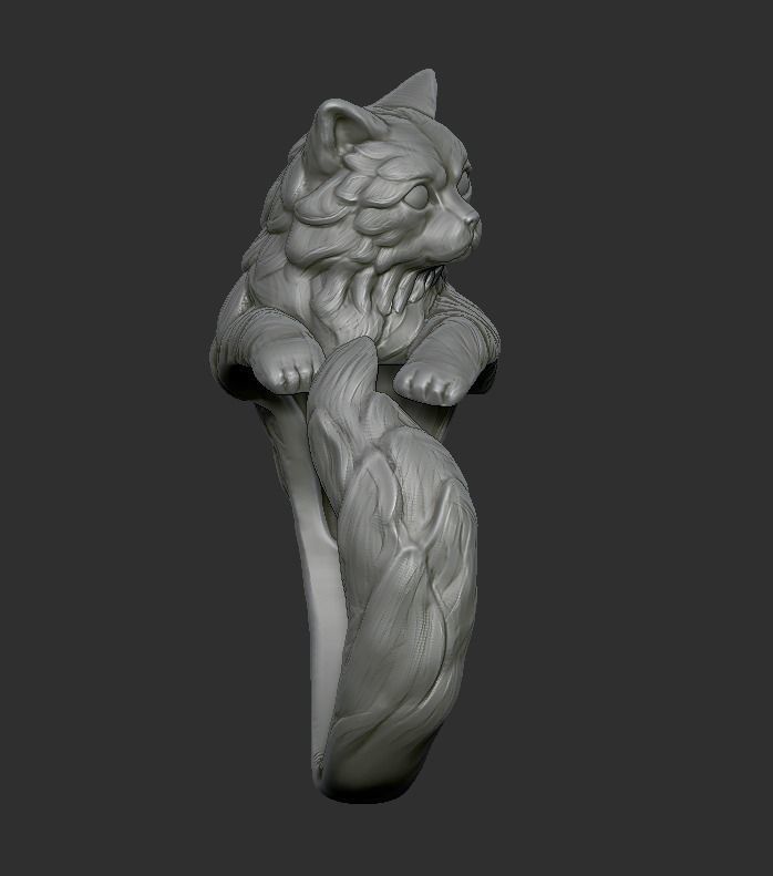 resizable cat ring 3D print model_4