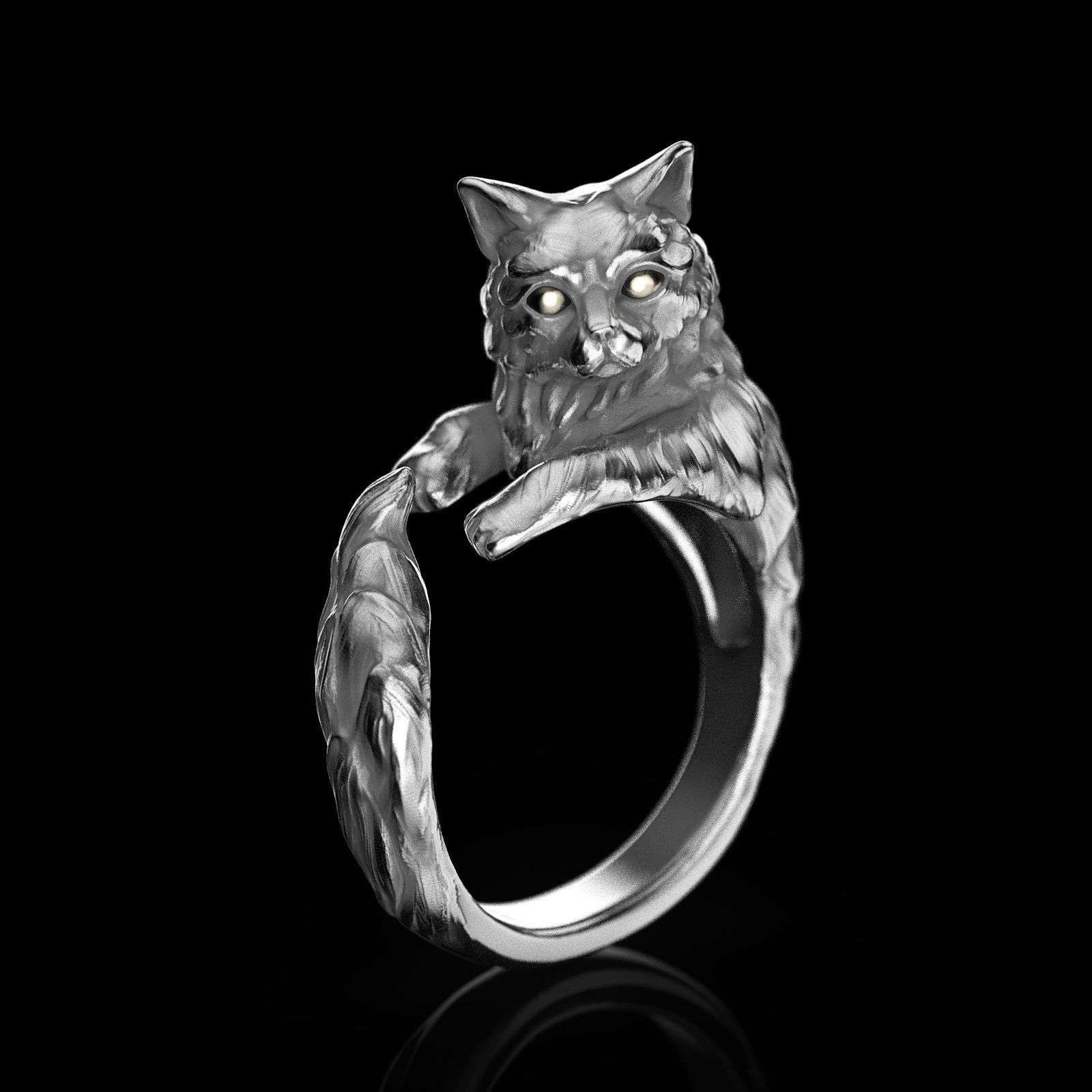 resizable cat ring 3D print model_1