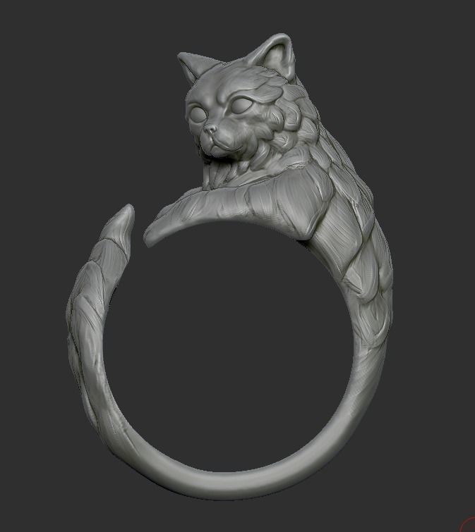 resizable cat ring 3D print model_5