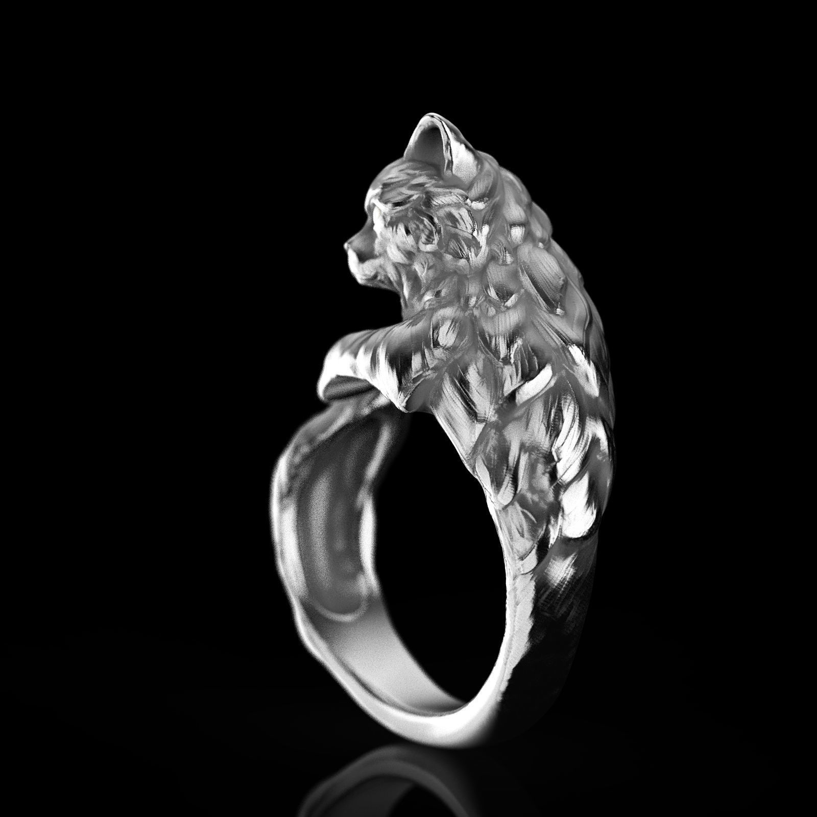 resizable cat ring 3D print model_2