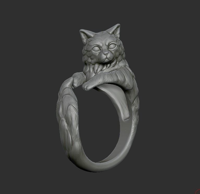 resizable cat ring 3D print model_9