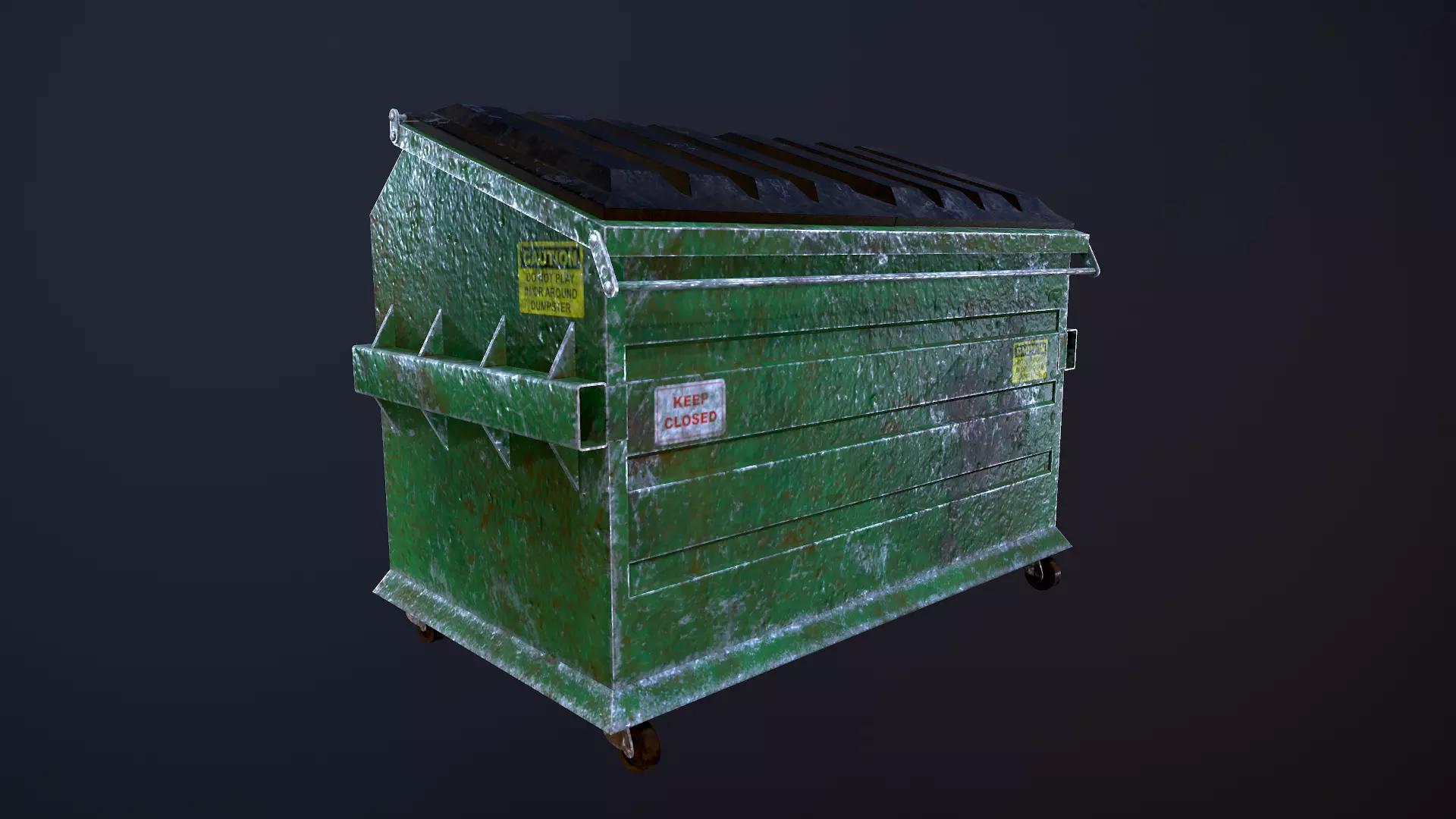 Dumpster trash can Low-poly 3D model_0