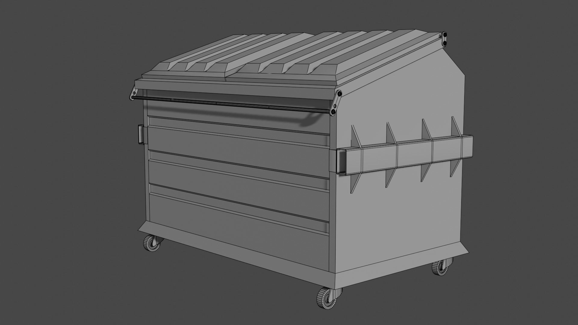 Dumpster trash can Low-poly 3D model_7
