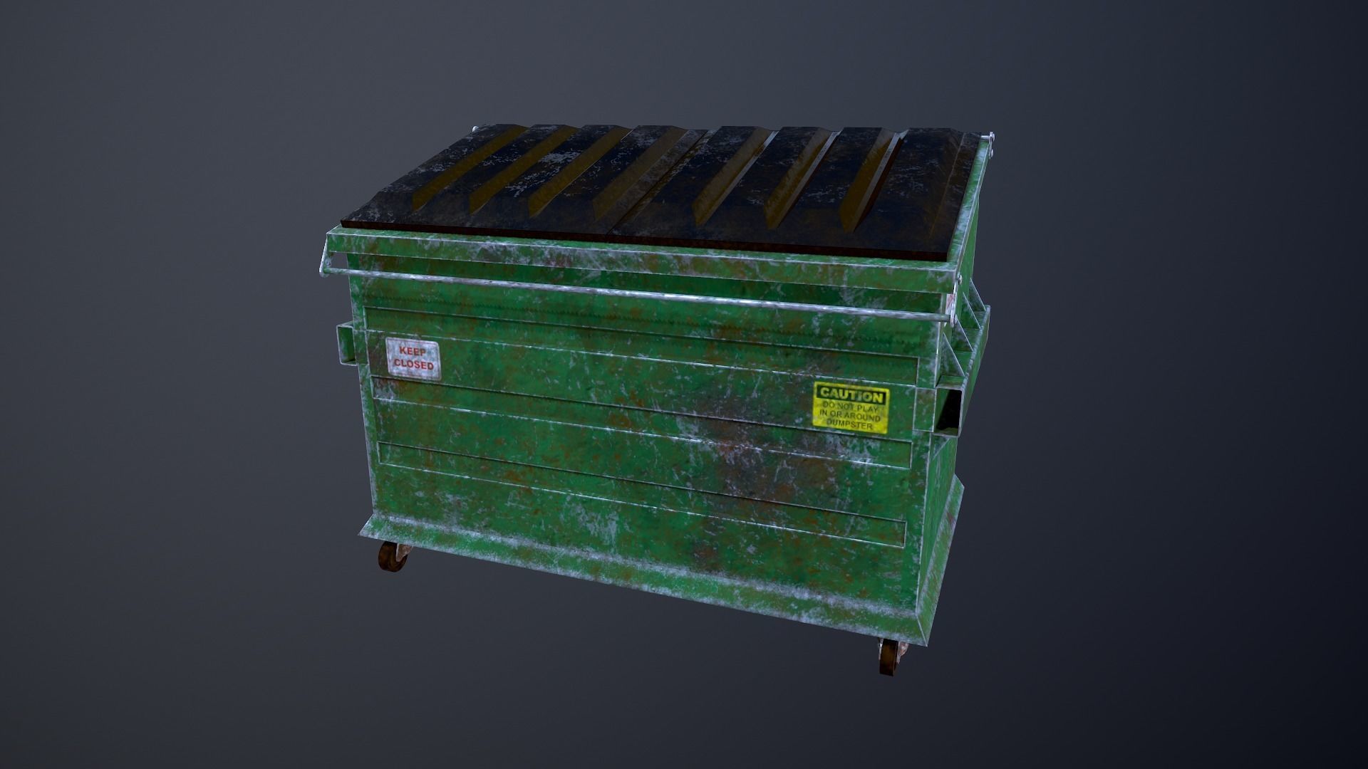 Dumpster trash can Low-poly 3D model_9