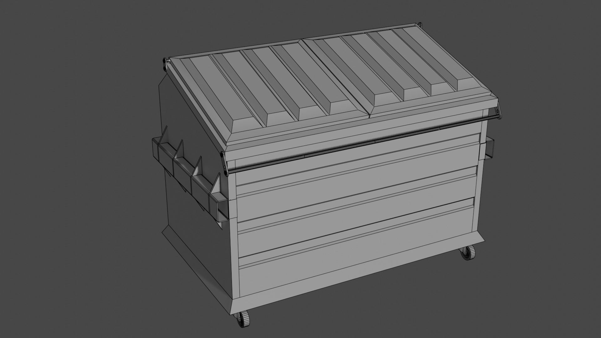 Dumpster trash can Low-poly 3D model_5