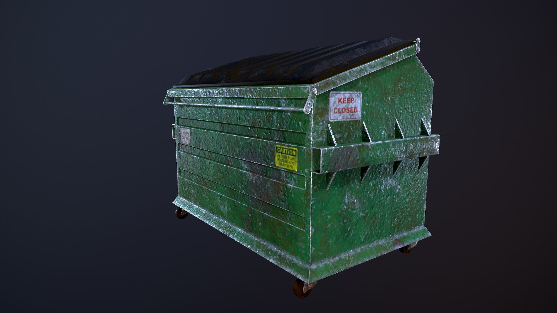 Dumpster trash can Low-poly 3D model_4