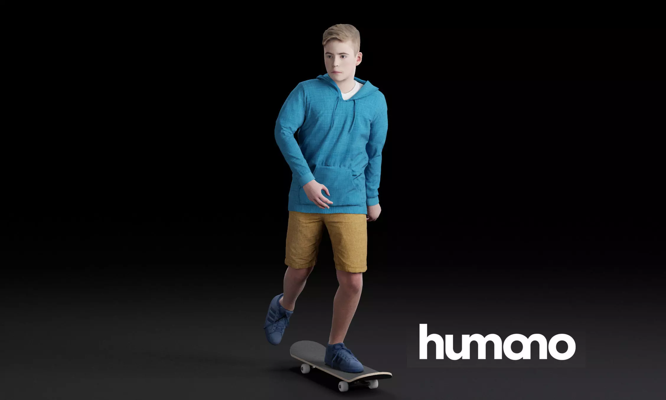 Humano Skateboarding Child 0814 3D model_0