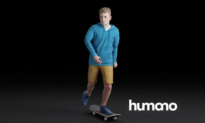 Humano Skateboarding Child 0814 3D model