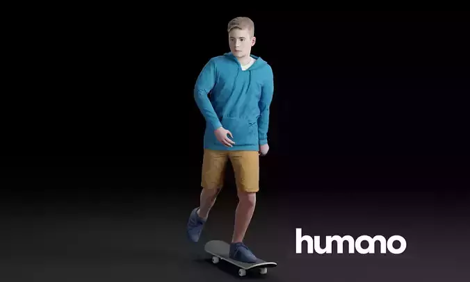 Humano Skateboarding Child 0814 3D model
