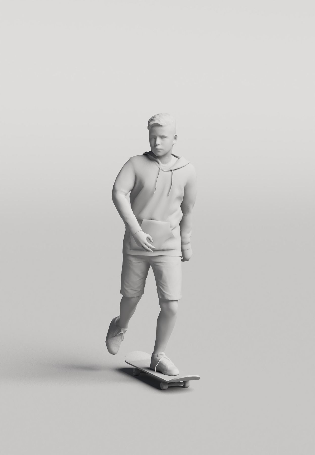 Humano Skateboarding Child 0814 3D model_3