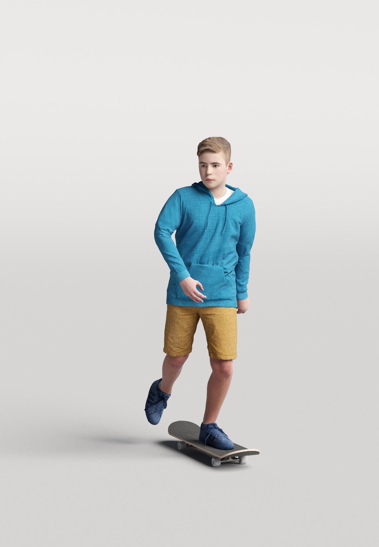 Humano Skateboarding Child 0814 3D model_1
