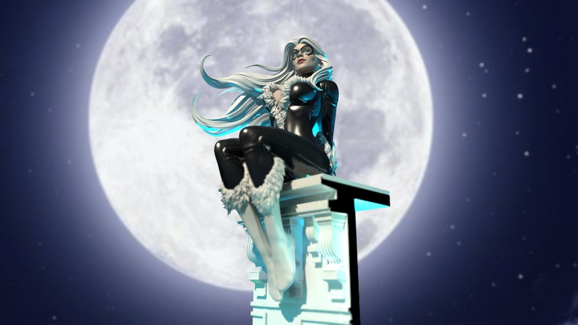 Black Cat Statue 3D print model_5