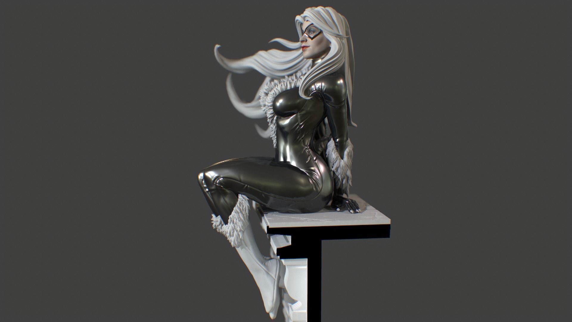 Black Cat Statue 3D print model_3