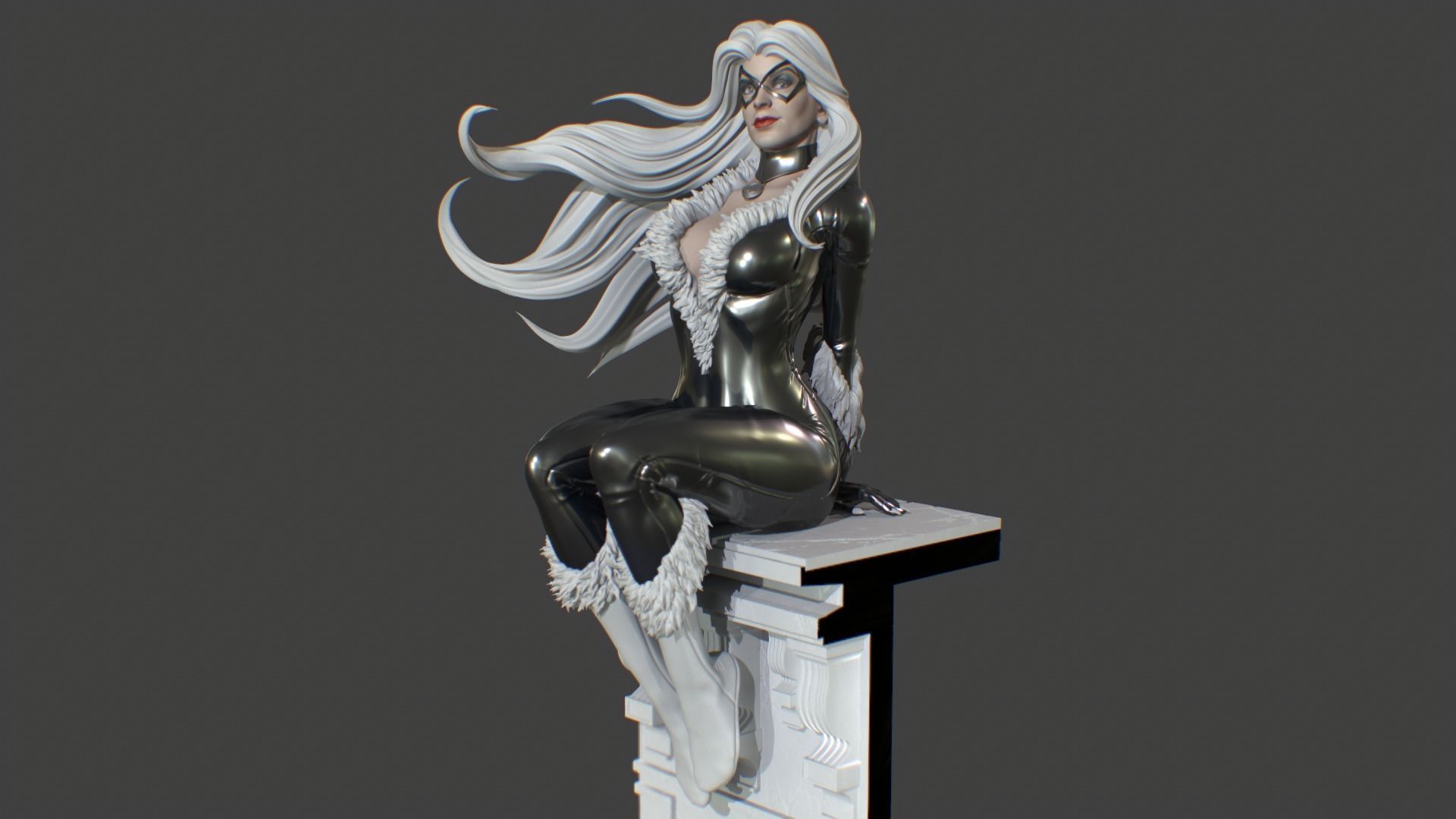 Black Cat Statue 3D print model_1